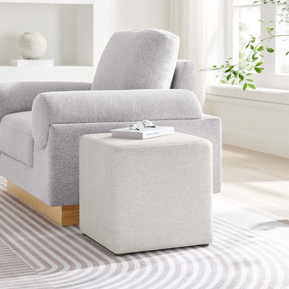 Callum 17" Square Woven Heathered Fabric Upholstered Ottoman by Furniture For America