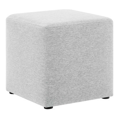 Callum 17" Square Woven Heathered Fabric Upholstered Ottoman by Furniture For America