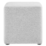 Oren 17" Square Woven Heathered Fabric Upholstered Ottoman in Heathered Weave Light Gray