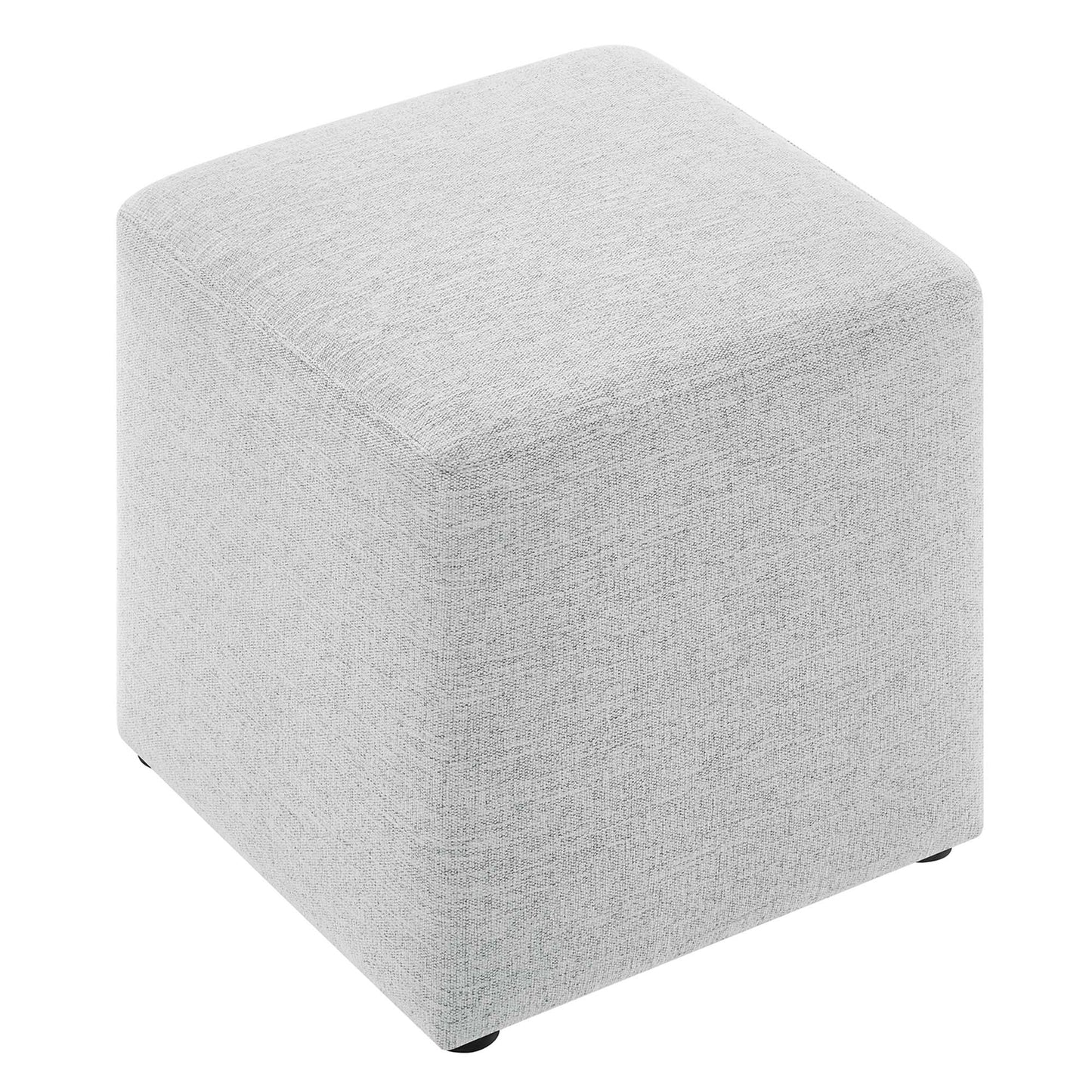 Callum 17" Square Woven Heathered Fabric Upholstered Ottoman by Furniture For America