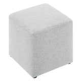 Oren 17" Square Woven Heathered Fabric Upholstered Ottoman in Heathered Weave Light Gray