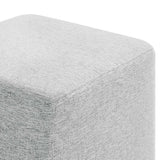 Oren 17" Square Woven Heathered Fabric Upholstered Ottoman in Heathered Weave Light Gray