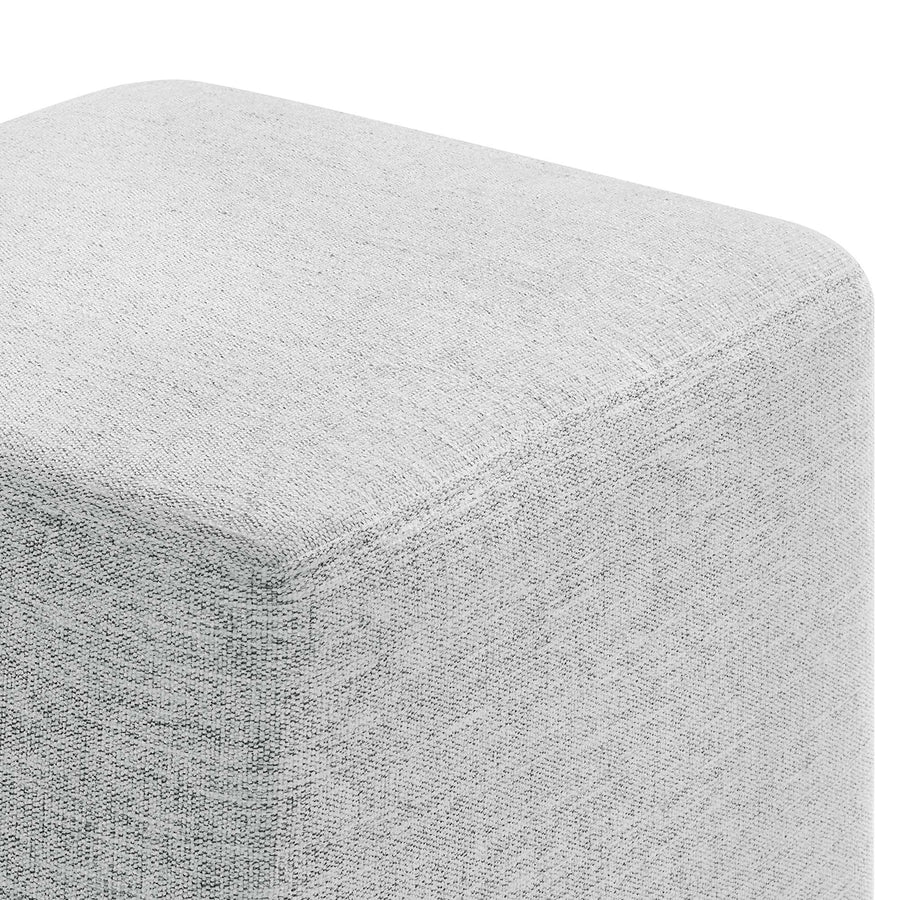 Oren 17" Square Woven Heathered Fabric Upholstered Ottoman in Heathered Weave Light Gray