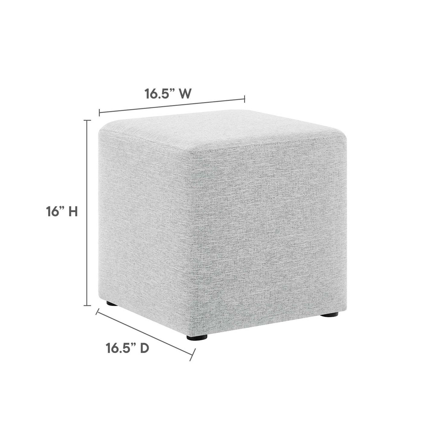 Callum 17" Square Woven Heathered Fabric Upholstered Ottoman by Furniture For America