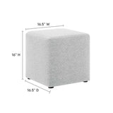 Oren 17" Square Woven Heathered Fabric Upholstered Ottoman in Heathered Weave Light Gray