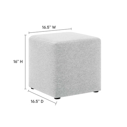 Callum 17" Square Woven Heathered Fabric Upholstered Ottoman by Furniture For America