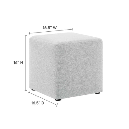 Callum 17" Square Woven Heathered Fabric Upholstered Ottoman in Heathered Weave Light Gray