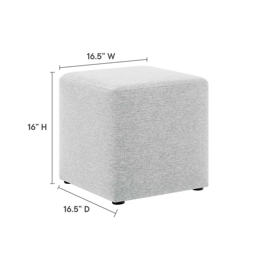 Oren 17" Square Woven Heathered Fabric Upholstered Ottoman in Heathered Weave Light Gray