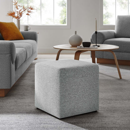 Callum 17" Square Woven Heathered Fabric Upholstered Ottoman by Furniture For America