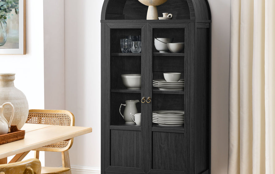 Aeroskobing Tall Arched Storage Display Cabinet in Black