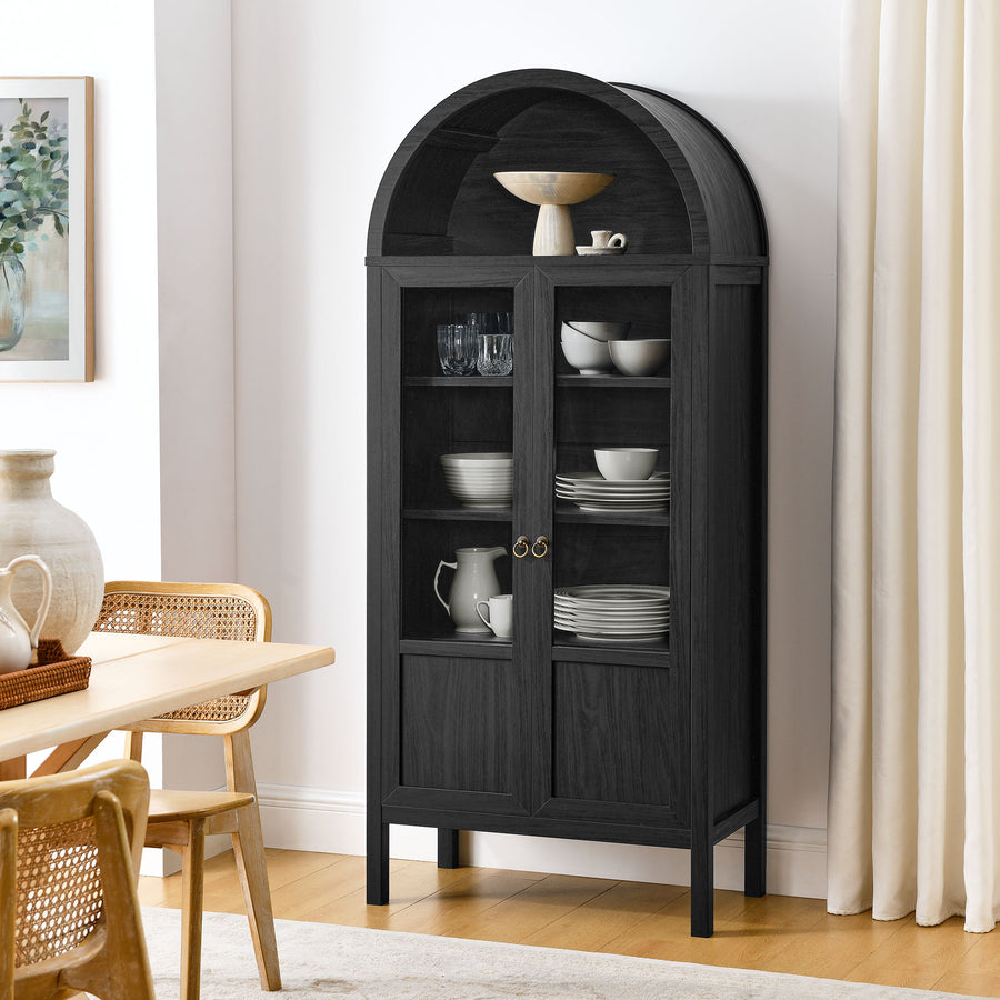 Aeroskobing Tall Arched Storage Display Cabinet in Black