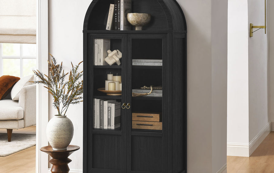 Aeroskobing Tall Arched Storage Display Cabinet in Black