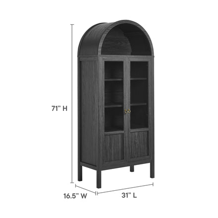 Tessa Tall Arched Storage Display Cabinet in Black