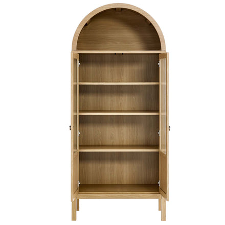 Tessa Tall Arched Storage Display Cabinet in Oak