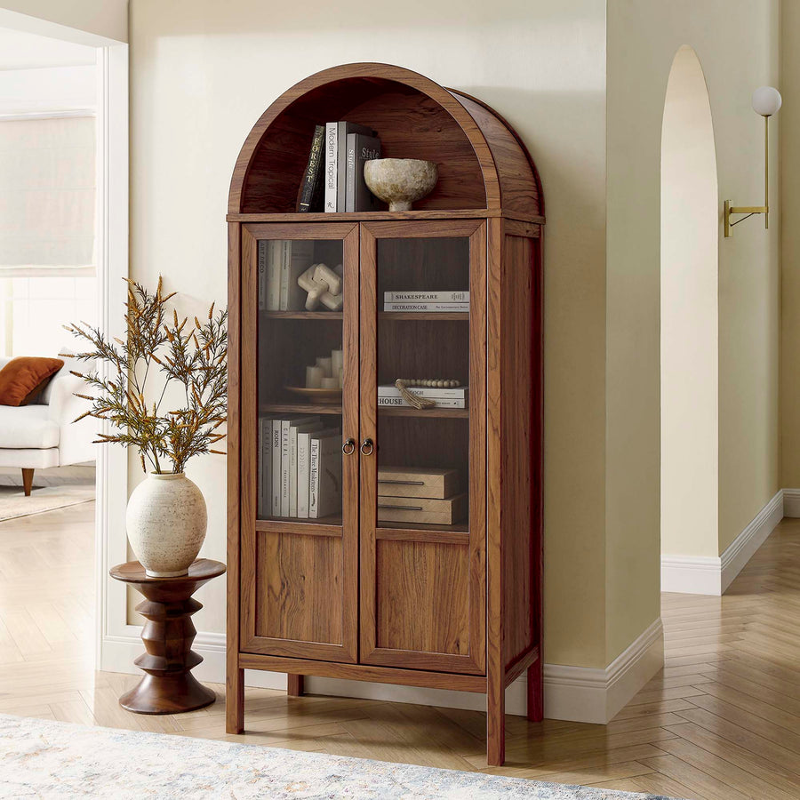 Aeroskobing Tall Arched Storage Display Cabinet in Walnut
