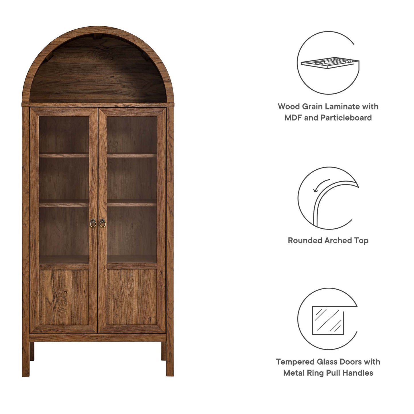 Tessa Tall Arched Storage Display Cabinet by Furniture For America