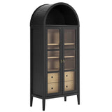 Percale Tall Arched Storage Display Cabinet in Black Oak