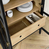 Percale Tall Arched Storage Display Cabinet in Black Oak