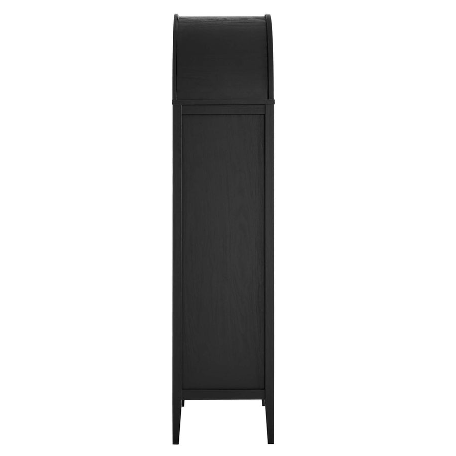 Percale Tall Arched Storage Display Cabinet in Black Oak