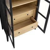 Percale Tall Arched Storage Display Cabinet in Black Oak