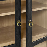 Percale Tall Arched Storage Display Cabinet in Black Oak