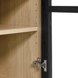Percale Tall Arched Storage Display Cabinet in Black Oak