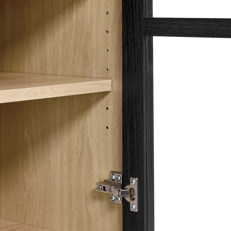 Percale Tall Arched Storage Display Cabinet in Black Oak