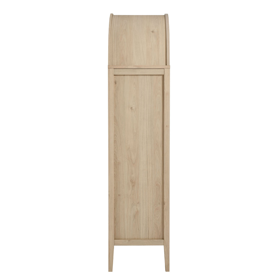 Percale Tall Arched Storage Display Cabinet in Light Oak