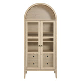 Percale Tall Arched Storage Display Cabinet in Light Oak