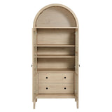 Percale Tall Arched Storage Display Cabinet in Light Oak