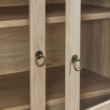 Percale Tall Arched Storage Display Cabinet in Light Oak