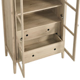 Percale Tall Arched Storage Display Cabinet in Light Oak