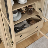 Percale Tall Arched Storage Display Cabinet in Light Oak