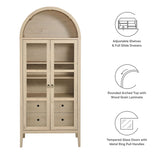 Percale Tall Arched Storage Display Cabinet in Light Oak