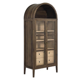 Percale Tall Arched Storage Display Cabinet in Walnut Hickory