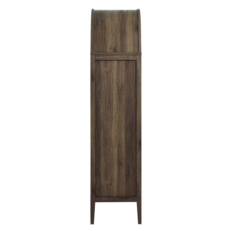 Percale Tall Arched Storage Display Cabinet in Walnut Hickory