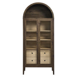 Percale Tall Arched Storage Display Cabinet in Walnut Hickory