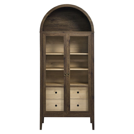 Nolan Tall Arched Storage Display Cabinet in Walnut Hickory