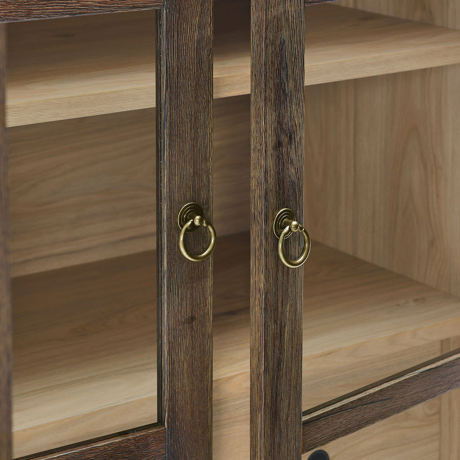 Percale Tall Arched Storage Display Cabinet in Walnut Hickory