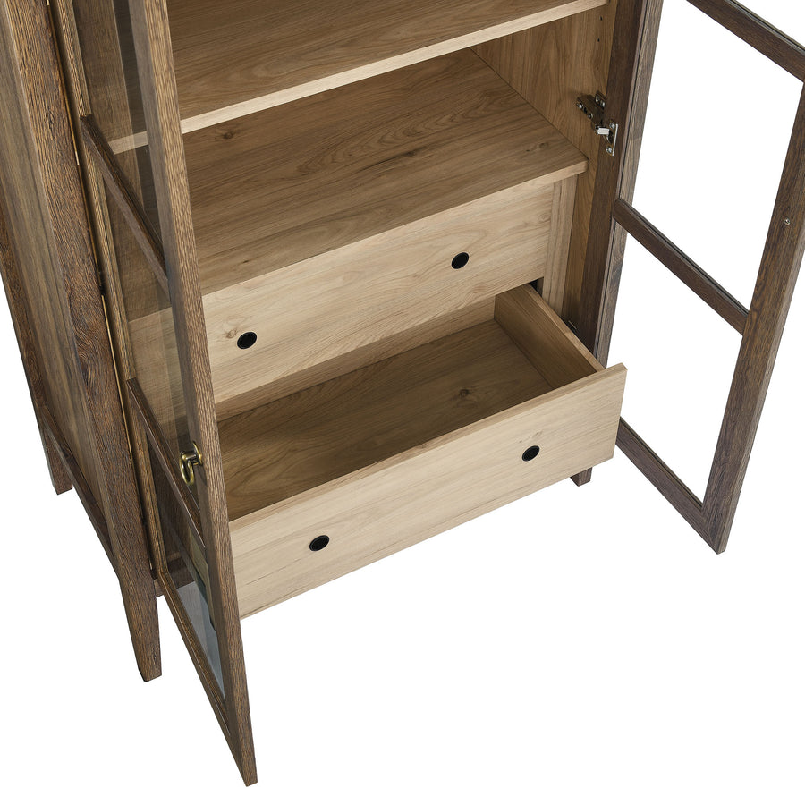 Percale Tall Arched Storage Display Cabinet in Walnut Hickory