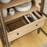 Percale Tall Arched Storage Display Cabinet in Walnut Hickory