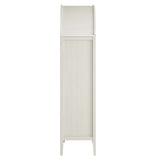 Percale Tall Arched Storage Display Cabinet in White Oak