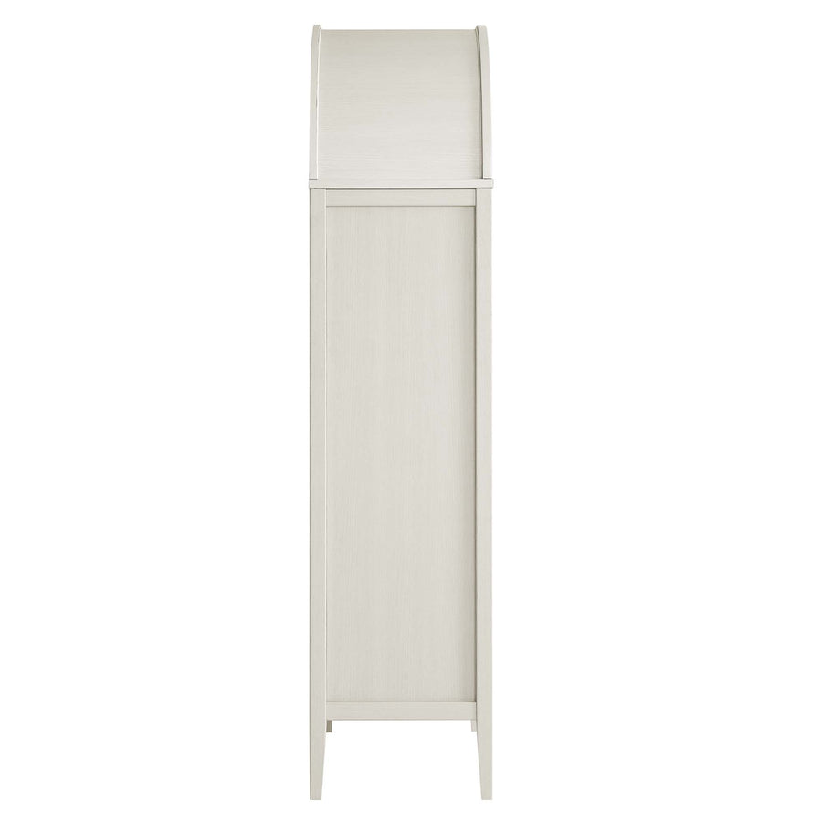 Percale Tall Arched Storage Display Cabinet in White Oak