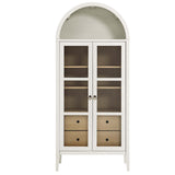 Percale Tall Arched Storage Display Cabinet in White Oak