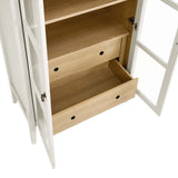 Percale Tall Arched Storage Display Cabinet in White Oak
