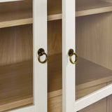 Percale Tall Arched Storage Display Cabinet in White Oak