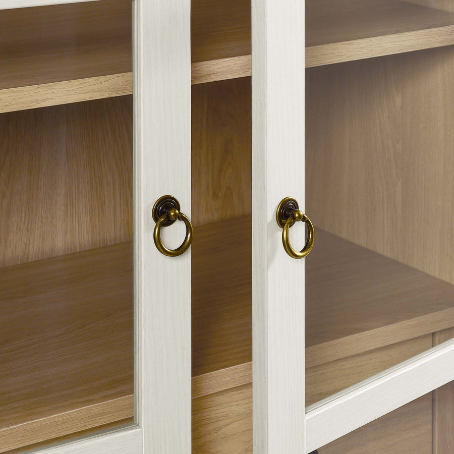 Percale Tall Arched Storage Display Cabinet in White Oak