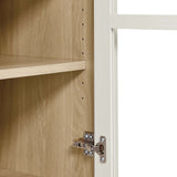 Percale Tall Arched Storage Display Cabinet in White Oak
