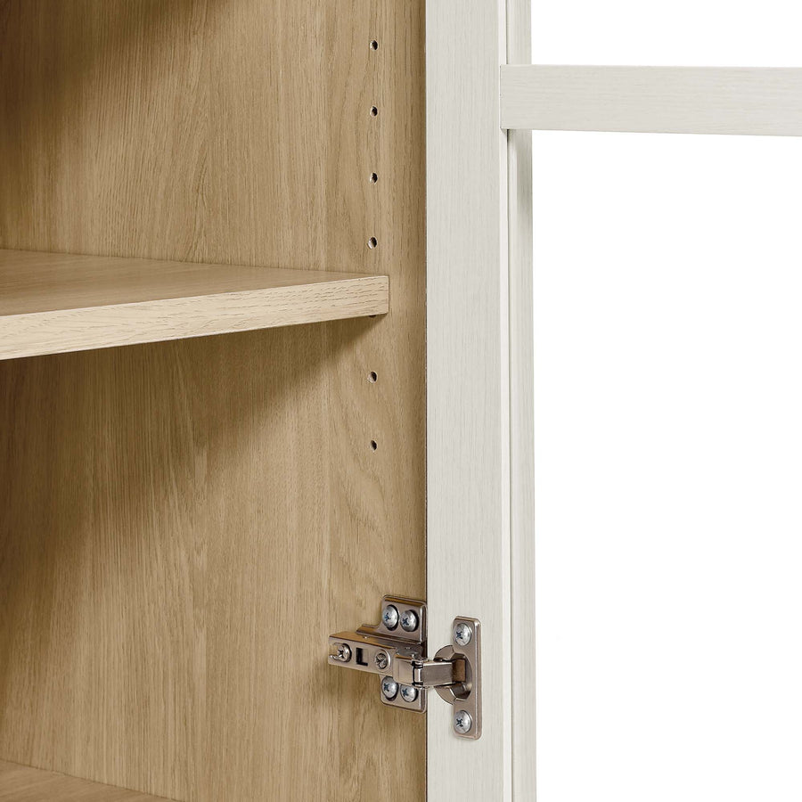 Percale Tall Arched Storage Display Cabinet in White Oak