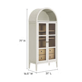 Percale Tall Arched Storage Display Cabinet in White Oak